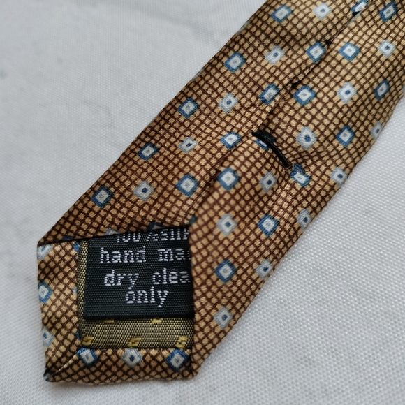 Stonehenge Silk Necktie Gold/Brown Geometric Pattern Men's Tie - Picture 7 of 11